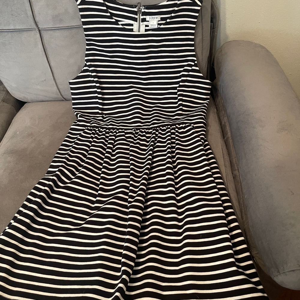 J. Crew Black and White Striped Dress
